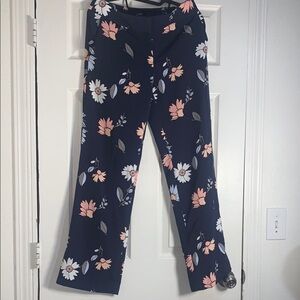 LOFT Blue and Pink Wide Leg Floral Pants